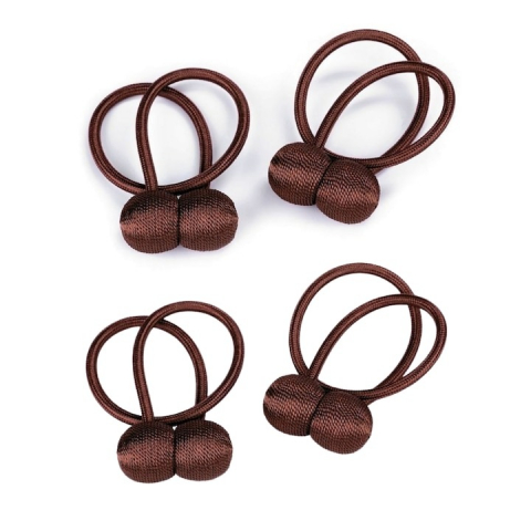 Magneti draperii - Set 4 magneti decorativi pentru perdele si draperii, tip snur, poliester, 44 cm - Maro inchis