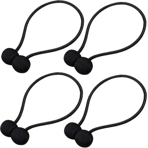 Magneti draperii - Set 4 magneti decorativi pentru perdele si draperii, tip snur, poliester, 44 cm - Negru