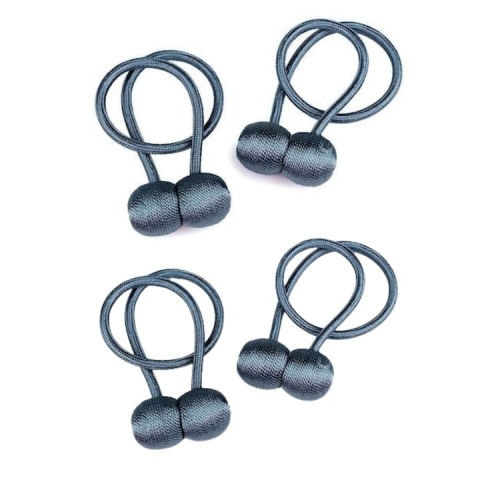 Magneti draperii - Set 4 magneti decorativi pentru perdele si draperii, tip snur, poliester, 44 cm - Gri albastrui