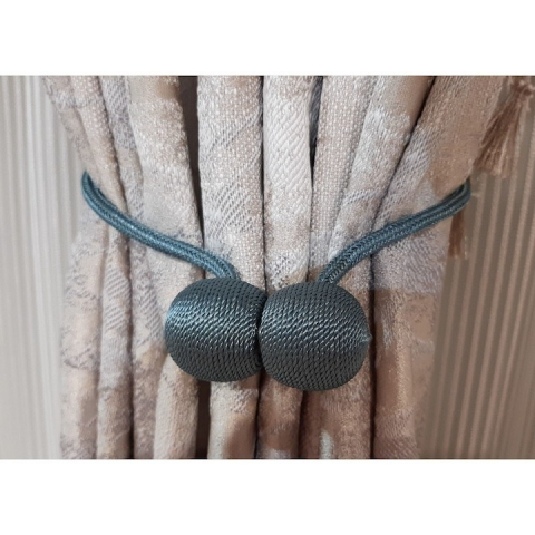 Set 4 magneti decorativi pentru perdele si draperii, tip snur, poliester, 44 cm - Gri albastrui [3]