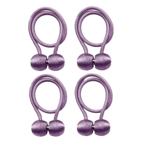 CASA & GRADINA - Set 4 magneti decorativi pentru perdele si draperii, tip snur, poliester, 44 cm - Mov