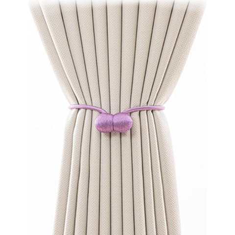 Set 4 magneti decorativi pentru perdele si draperii, tip snur, poliester, 44 cm - Mov [3]