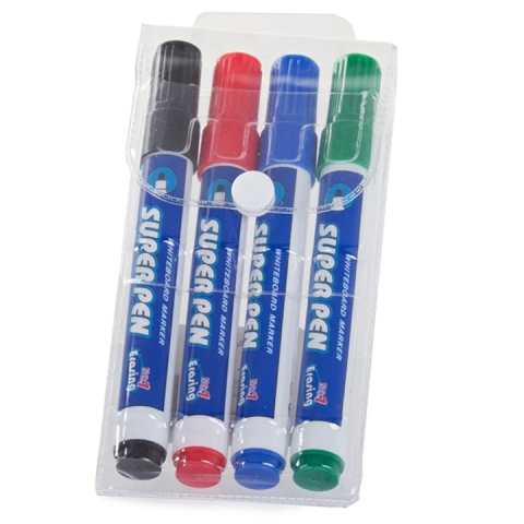 Set 4 markere pentru tabla magnetica whiteboard, uscare rapida, varf rotund 2 mm, multicolor – ideale pentru scoala, birou si prezentari [3]
