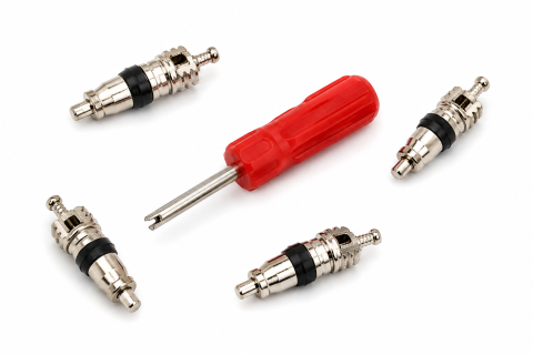 ARTICOLE AUTO - Set 4 Miezuri Ventil Auto Negre cu Surubelnita Universala pentru Valve