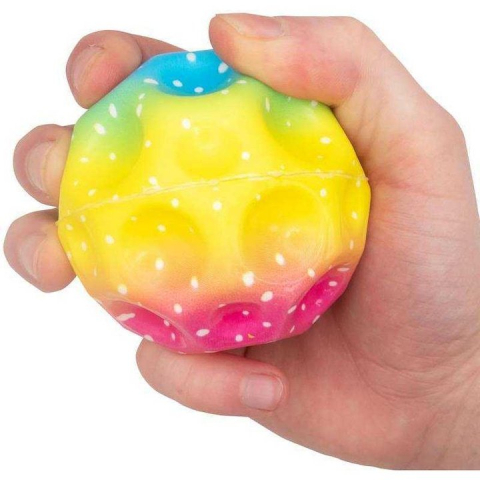 Set 4 mingi antistres multicolor 6 cm, jucarii senzoriale moi din poliuretan, mingi saltarete pentru joaca, relaxare, stimulare tactila si exercitii pentru maini [6]