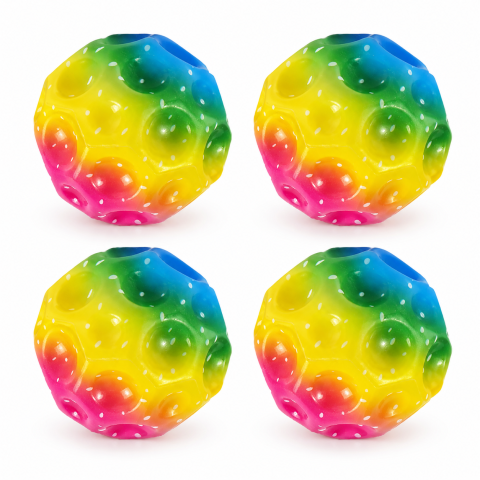 JOCURI ȘI JUCĂRII - Set 4 mingi antistres multicolor 6 cm, jucarii senzoriale moi din poliuretan, mingi saltarete pentru joaca, relaxare, stimulare tactila si exercitii pentru maini