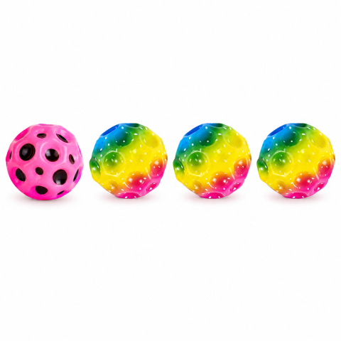 Set 4 mingi antistres roz si multicolor 6 cm, 1 roz + 3 multicolor, jucarii senzoriale moi din poliuretan, saltarete pentru joaca, relaxare si stimulare tactila [8]