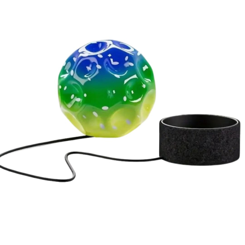 Set 4 mingi hiperelastice Space Moon Ball, 2 albastre si 2 verzi multicolor, 66 mm, joc activ pentru atentie, reflexe si coordonare [5]