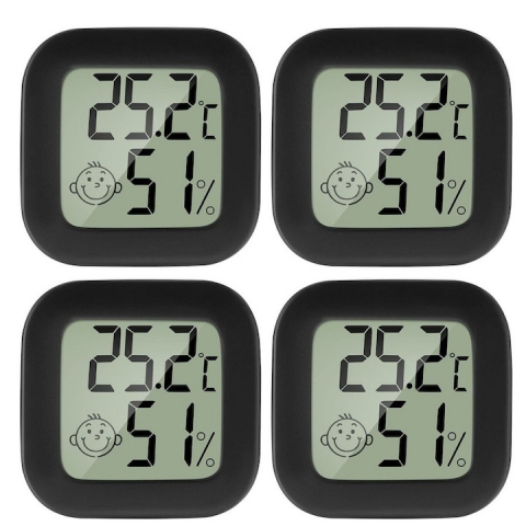 Termometre - Set 4 mini termometru higrometru de camera - Negru