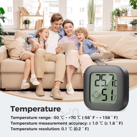 Set 4 mini termometru higrometru de camera - Negru [3]