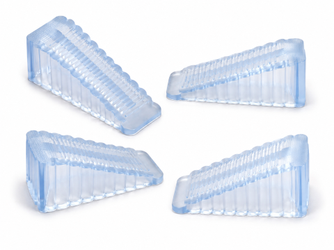 Diverse uz casnic - Set 4 opritoare usa, transparente 9.5 x 4 x 2.8 cm, silicon antiderapant, pene reutilizabile pentru fixare si blocare usa