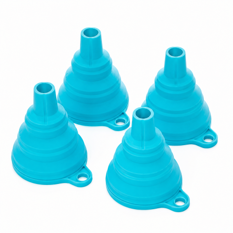 Diverse bucatarie - Set 4 palnii pliabile din silicon, albastre, extensibile, reutilizabile, pentru lichide si ingrediente, compacte pentru bucatarie si calatorii