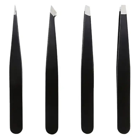 Set 4 pensete profesionale pentru gene si sprancene, din otel inoxidabil, 9.6x1x0.4 cm, negre – precizie si eleganta in fiecare detaliu [2]