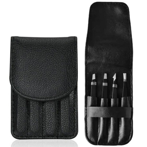 Set 4 pensete profesionale pentru gene si sprancene, din otel inoxidabil, 9.6x1x0.4 cm, negre – precizie si eleganta in fiecare detaliu [6]
