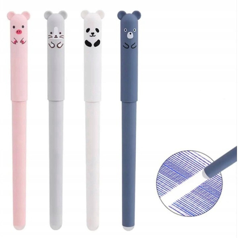 Set 4 pixuri scrie-sterge cu modele de animalute, 20 rezerve si 2 radiere – scriere fara griji, perfect pentru scoala si birou [2]