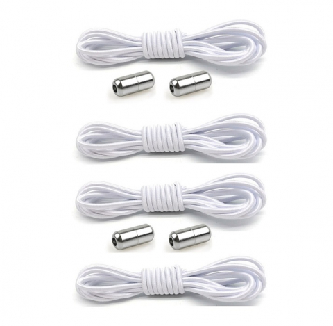 Accesorii incaltaminte - Set 4 sireturi elastice cu sistem de prindere, capsula metalica - Alb
