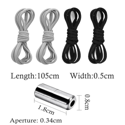 Set 4 sireturi elastice cu sistem de prindere, capsula metalica - Gri, negru [1]