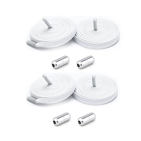 Accesorii incaltaminte - Set 4 sireturi reglabile cu 4 prinderi metalice la capete - Alb
