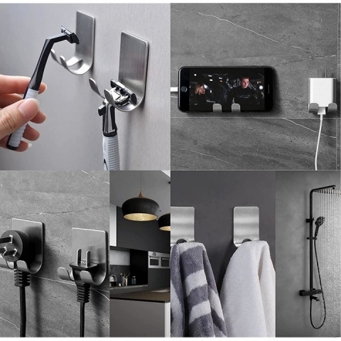 Set 4 suporti universali de perete, din inox, 6x4.5cm - Argintiu [2]