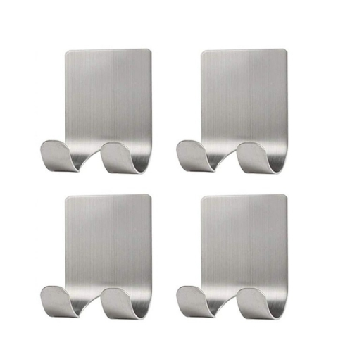 CASA & GRADINA - Set 4 suporti universali de perete, din inox, 6x4.5cm - Argintiu