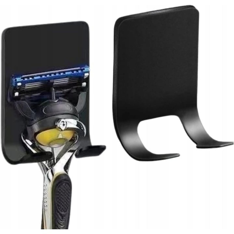 Set 4 suporturi pentru baie, otel inoxidabil, adeziv, 6x4.5 cm, negru [2]