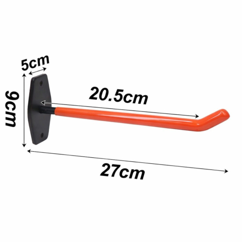 Set 4 suporturi pentru depozitare scule, anvelope, jante, biciclete, otel/PVC, montare pe perete, greutate suportata 40 kg, negru/portocaliu [15]