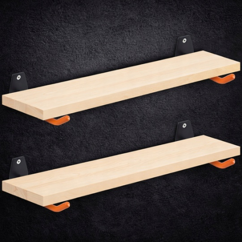 Set 4 suporturi pentru depozitare scule, anvelope, jante, biciclete, otel/PVC, montare pe perete, greutate suportata 40 kg, negru/portocaliu [3]