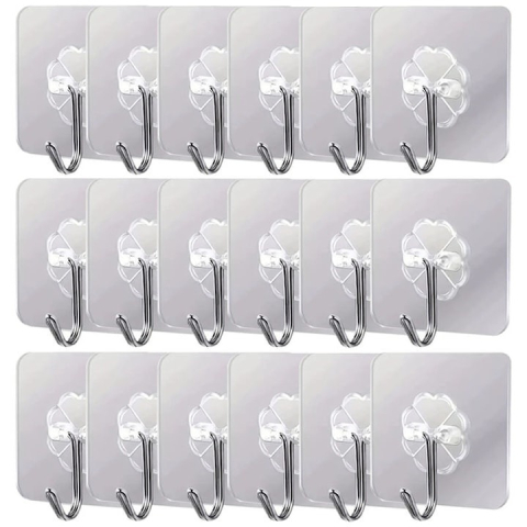 Diverse baie - Set 40 carlige adezive transparente, rezistente, multifunctionale, plastic, metal