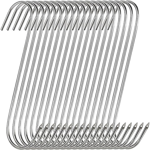 Diverse bucatarie - Set 40 carlige pentru suspendat carnea, tip S, otel inoxidabil, 15 cm