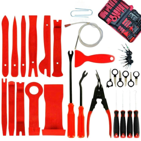 ARTICOLE AUTO - Set 40 unelte pentru demontare tapiterie si ornamente auto, otel inoxidabil si plastic durabil, geanta pliabila, multifunctional, portabil