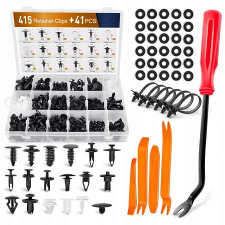 Alte articole auto - Set 456 clipsuri/ cleme auto de fixare, 18 dimensiuni, universale, plastic