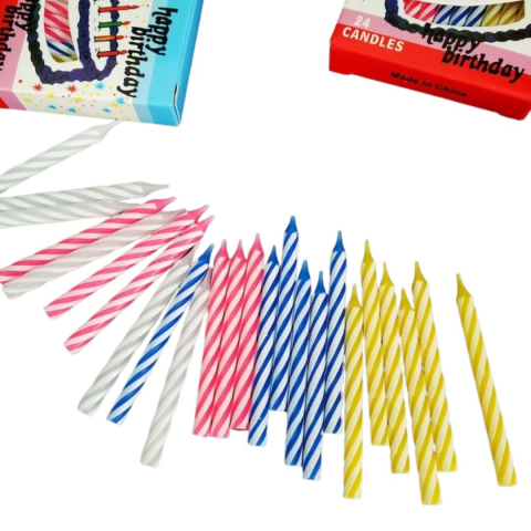 Set 48 lumanari spiralate multicolore pentru tort aniversar, 6.5 cm, parafina, decor festiv pentru petreceri si zile de nastere [2]