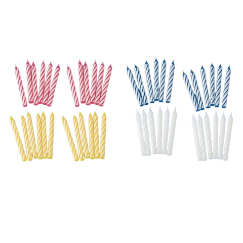 Set 48 lumanari spiralate multicolore pentru tort aniversar, 6.5 cm, parafina, decor festiv pentru petreceri si zile de nastere