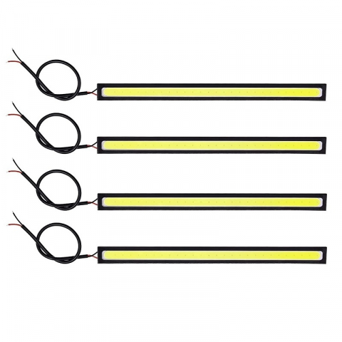 Lumini auto - Set 4x Banda auto LED, lumini de zi, putere 12W, 28 LED, culoare alba 6500K, lungime 17 cm