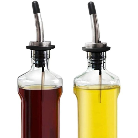 Set 4x Dop cu picurator pentru bauturi, otel inoxidabil, 10.8 x 2.9 cm, negru [4]