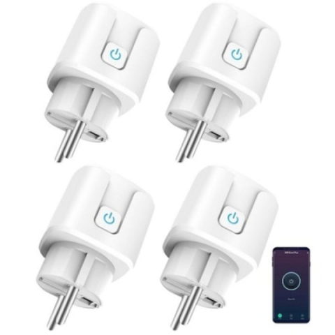 ELECTRONICE - Set 4x Priza inteligenta WiFi,16 Ah, Monitorizare consum energie, conectare Alexa si Google Assistant, Alb
