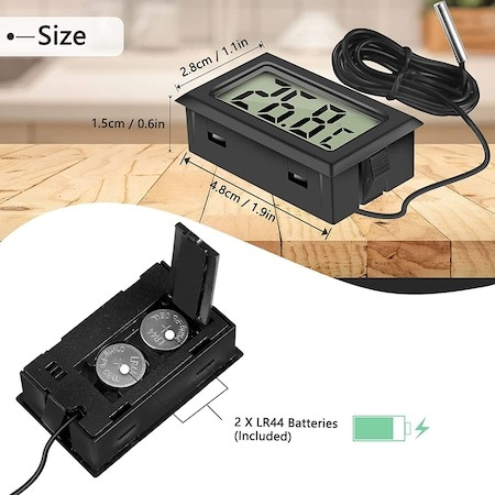 Set 4x termometru digital cu fir si sonda, interior/exterior, BATERII INCLUSE [4]