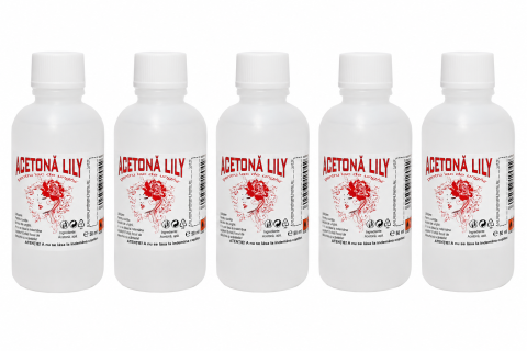 COSMETICE - Set 5 Acetone Lily pentru indepartarea ojei si curatarea unghiilor, 50 ml fiecare