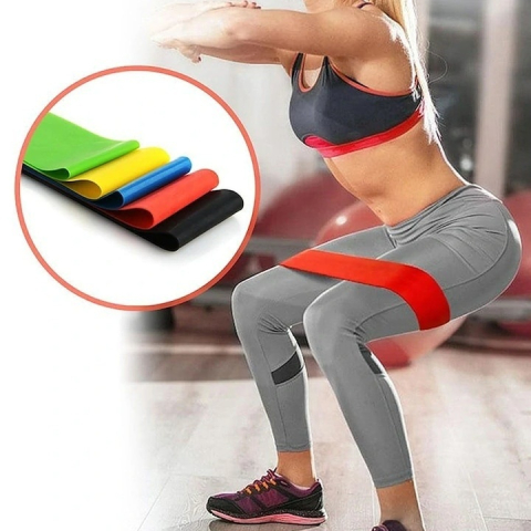 Set 5 benzi elastice de antrenament, pentru fitness, gimnastica, yoga si recuperare, niveluri diferite de rezistenta 2.2 kg – 21.8 kg, multicolore [4]