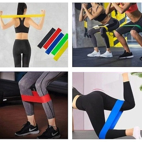 Set 5 benzi elastice de antrenament, pentru fitness, gimnastica, yoga si recuperare, niveluri diferite de rezistenta 2.2 kg – 21.8 kg, multicolore [5]