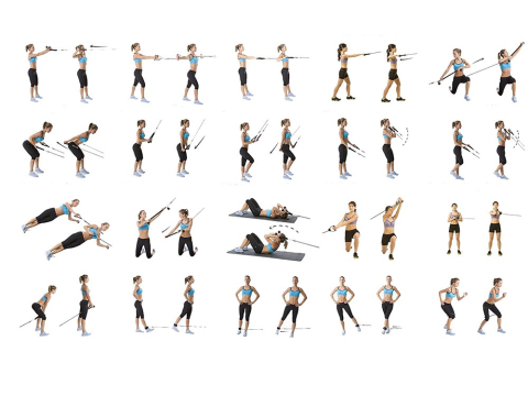 Set 5 benzi elastice fitness cu rezistenta, extensibile, cu manere, antrenament forta, acasa, sala, multicolor [5]