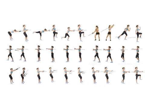 Set 5 benzi elastice fitness cu rezistenta, extensibile, cu manere, antrenament forta, acasa, sala, multicolor [4]