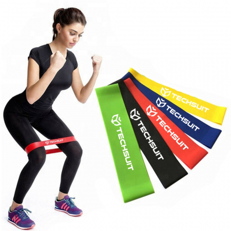 SPORT ȘI ACTIVITĂȚI - Set 5 benzi elastice,diverse exercitii,multifunctionale,multicolore - Techsuit