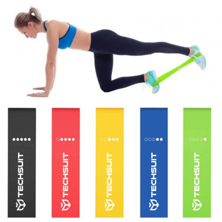 Set 5 benzi elastice,diverse exercitii,multifunctionale,multicolore - Techsuit [4]