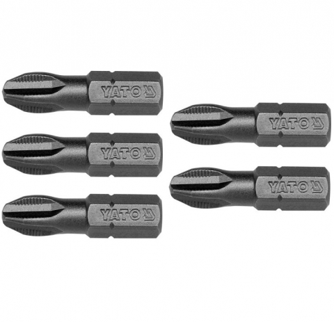 Surubelnite si biti - Set 5 biti profesionali Yato 1/4", 25mm, cap PH3, HRC 58-62, realizat din otel forjat, cu acoperire anticoroziva