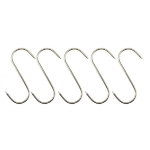 Diverse bucatarie - Set 5 carlige pentru suspendat carnea, tip S, otel inoxidabil, 18 cm