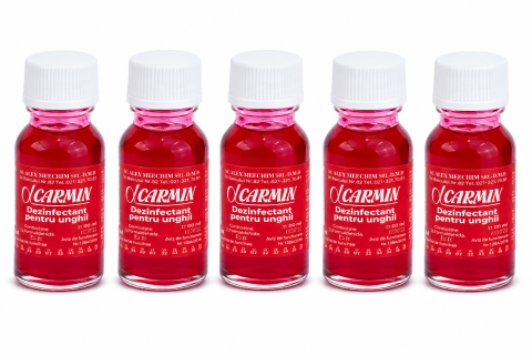Ustensile îngrijire unghii - Set 5 Dezinfectanti pentru unghii Carmin, solutie pentru igienizare si ingrijire, 10 ml fiecare