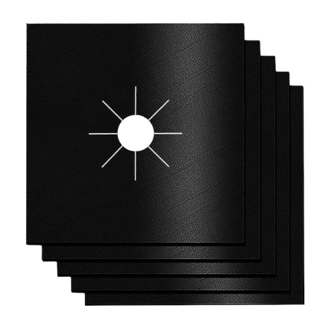 CASA & GRADINA - Set 5 folii detasabile de protectie pentru aragaz, din teflon - Negru