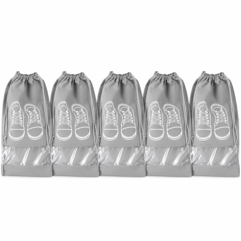 Set 5 huse gri 27 x 36 cm pentru incaltaminte, saci organizatori pantofi cu snur [1]