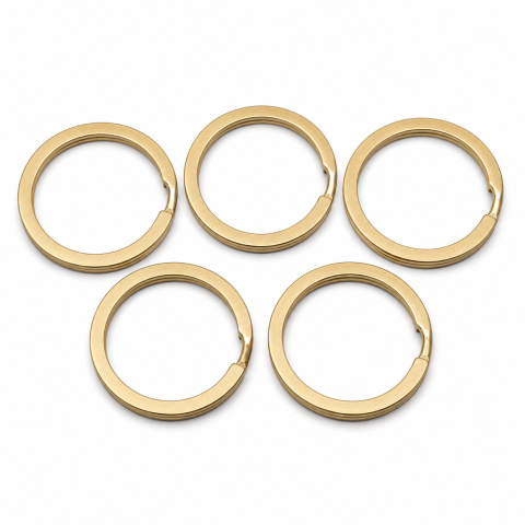 CASA & GRADINA - Set 5 inele breloc, auriu 3.4 cm, grosime 2.5 mm, accesorii metalice despicate pentru prindere chei, pandantive, etichete si articole handmade